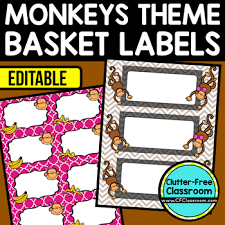 Monkey themed flip stick printable labels, name stick labels, monkey themed classroom idea digital download. Monkey Theme Classroom Decor Labels By Clutter Free Classroom Tpt