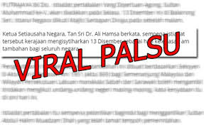 Menurut kenyataan kementerian sumber manusia hari ini, berdasarkan kepada peruntukan itu, majikan boleh menggantikan menurut kementerian itu, cuti yang diisytiharkan kerajaan persekutuan itu adalah mengikut seksyen 8, akta hari kelepasan 1951(akta 369) bagi. Tiada Cuti 13 Disember Ini Ksn