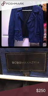 Bcbg Blue Leather Jacket