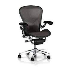 executive aeron chair by herman miller polished aluminum frame leather arms posturefit lumbar carbon classic size c large