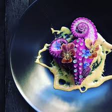 Purple Octopus Curry Cream Wasabi Spherification Follow Chef Giulio Bettini On The Bestchef App Thebestchefnetwork Conne Food Best Chef Culinary Arts