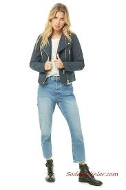 Bayan Pantolon Ceket Kombinleri Mavi Mom Jeans Krem Kazak Lacivert Kisa Nubuk Ceket Siyah Bagcikli Deri Bot Deri Bot Moda Pantolon