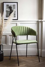 Velvet dining chairs with arms. Curved Back Velvet Dining Chair In Moss Green Rockett St George