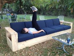 Add throw pillows for a pop of color and comfort. Diy Outdoor Sofa Diy Patio Furniture Diy Outdoor Furniture Outdoor Couch