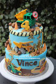 Lekker Zoet Taart Met Graafmachines En Pionnetjes Voor Vince 4 Jaar