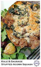 Kale And Sausage Stuffed Acorn Squash 365 Days Of Easy Recipes Sausage Stuffed Acorn Squash Acorn Squash Recipes Acorn Squash