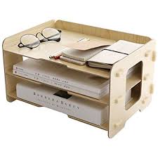 Kusn Supply 3 Tier Wood Letter Tray I Desk Organizer Tray For Office Homedcor Tray Organization Desk Organizer Tray Desktop Organization