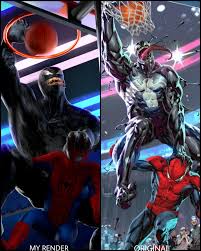 Venom dunking on Spider-Man meme recreation in Blender : rSpiderman