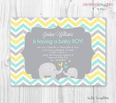Baby Shower Elephant Invitation Chevron Yellow By Ceremoniaglam Baby Shower Invitations Giraffe Baby Shower Invitations Baby Shower Invitations Elephant Theme
