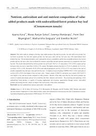 Pdf Nutrient Antioxidant And Anti Nutrient Composition Of Value Added Products Made With Underutilized Forest Produce Bay Leaf Cinnamomum Tamala