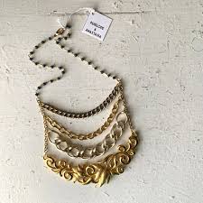 Stepped Swag Chain Bib Necklace in Gold Tones, Vintage Chain Swags and Navy  Blue Crystal Bead Chain, Statement Piece, One of a Kind