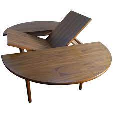Round Teak Dining Table With Self Storing Butterfly Leaf By Hornslet Mobler Round Dining Room Table Dining Room Table Danish Modern Dining Table