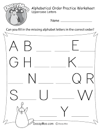 Our homeschooling free printable worksheets teaching the alphabet order for words start with arranging words in order of the first letter. Missing Letter Worksheets Free Printables Doozy Moo