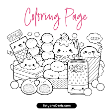 The fun illustrations bring cuteness to a whole new level. Kawaii Sweets Doodle Free Coloring Page Printalbe Pdf