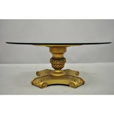 Add style to your home with our large selection of eichholtz living room furniture. Hollywood Regency Gold Pedestal Base Glass Top Coffee Table Chairish