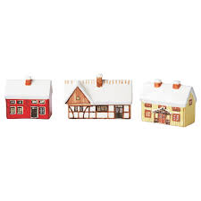 Vinter 2020 Decorative House Set Of 3 Mixed Colors Ikea Green Christmas Tree Winter Decor Holiday Decor