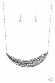 Say You Quill White Paparazzi Jewelry Necklace With Free Earrings Jewelry Paparazzi Papa Feather Pendant Necklace Silver Feather Necklace Silver Feather