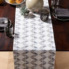 Pave 120 Geometric Table Runner Crate And Barrel Modern Table Runners Blue Table Runner