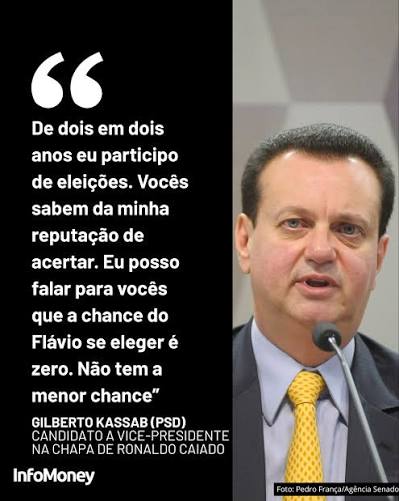 VICE DE CAIADO E PRESIDENTE DO PSD Gilberto Kassab, presidente nacional do  PSD e candidato a vice-presidente na chapa de Ronaldo Caiado, afirmou nesta  quinta (13) que os partidos do chamado Centrão