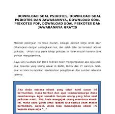 Hasil akurat, fleksible, alat test yang beragam. Soal Aptitude Test Dan Jawabannya Pdf Literatur