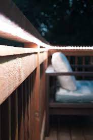 This can make the lights more weather resistant and easier to wrap around trees and objects. How To Add Outdoor Rope Lights To A Deck Railing Outdoor Rope Lights Outdoor Deck Lighting Deck Railings