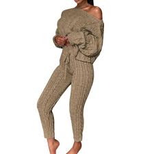Spice ribbed woolen knit with stretch sold as a set tank. Sexy Hottest Girl Women S Casual Knit Set Two Piece Outfit Long Sleeve Sweater Short Pullover Crop Top Drawstring Long Pants Set Buy At A Low Prices On Joom E Commerce Platform