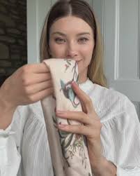 Olive Green Square Scarf with Toile de Jouy Print