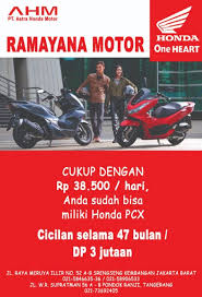 Bagi anda yang memiliki rencana untuk mengambil sepeda motor honda secara kredit, silahkan lakukan simulasi kredit motor honda impian anda dengan kalkulator kredit di bawah untuk dapat mengetahui besarnya angka cicilan. Honda Ramayana Motor