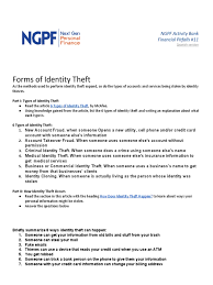 If you're interested in teaching using ngpf materials, you might be wondering how our lesson guides and student activity. What Are The 2 Forms Of Identity Theft