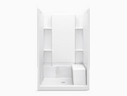 Corner shower stall units are great for bathrooms with limited space. Accord 48 X 36 X 74 1 2 Shower Stall With Seat And Center Drain 72280100 Sterling