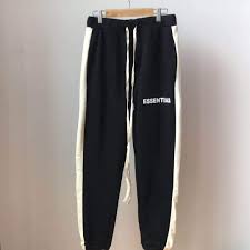 fog essentials black joggers sweatpants w side stripe