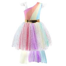 Girls Unicorn Dress Up Costume Rainbow Sequins Tulle Ruffle Skirt Birthday Dresses Tutu Outfit Kids Princ Unicorn Dress Kids Unicorn Dress Princess Fancy Dress