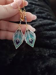 Miyuki Peacock Feather Earring Beaded Bracelet Patterns Beaded Earrings Patterns Stone Bead Jewelry
