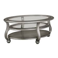 Casters on the legs provide added flexibility. Ashley Furniture Coralayne Oval Coffee Table In Silver T820 0