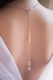 Bridal Backdrop Necklace Crystal Pearl Statement By Kutyjewelry Girly Jewelry Body Chain Jewelry Belly Jewelry
