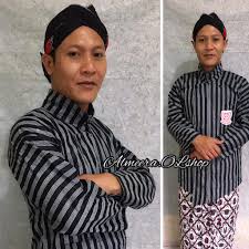 Jual Baju jawa Surjan lurik hitam putih abu-abu raja keong istimewa