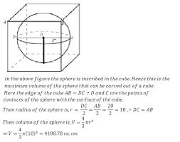 Then the uncertainty in the volume of the sphere would be 3 times this i.e. What Is The Maximum Volume Of A Sphere That Can Be Carved Out Of A Cube Of Side 20 Cm Quora