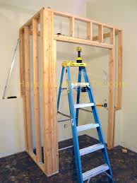 Bypass closet doors are usually two standard door blanks suspended from a track with two rails—one in front of the other. Basement Closet Framing Door Rough Opening Cripple Studs How To Pick Straight Lumber Types Of Softwo Building A Basement Framing A Basement Basement Closet