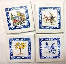 Set Of Four Hand Painted Decorative Tiles For Kitchen Etsy Painting Ceramic Tiles Decorative Tile Hand Painted Ceramics