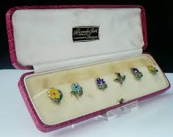 Silver Floral Cup Tokens, 6 Cased, Adolph Scott, Birmingham 1929 AMNORA