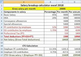 Salary Breakup Calculator Excel 2019 Salary Structure Calculator Breakup Excel Salary