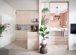 Pastel Colors Plywood Kitchen And Podium Bed Stylish Small Apartment In Sweden 48 Sqm Photos Ideas Design Plywood Kitchen Small Apartment Interior Small Apartments