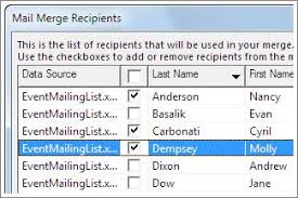 Select Rows By Checking The Check Box Mail Merge Making Words Create Labels