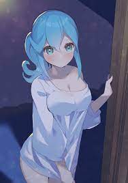1girls aromage rosemary blue hair covering crotch duel monster  female night smile solo teal eyes yu-gi-oh! 