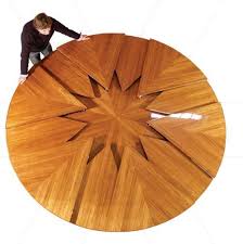 Really Cool Table Just Spin To Expand Watch The Video Expandable Table Expandable Dining Table Capstan Table