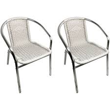 Finden sie gartenartikel, zubehör und deko. 2 Stuck Bistro Stapelstuhl Aluminium Rattan Weiss M691755 2