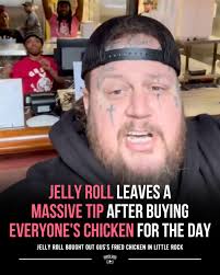 Not only did he buy his fans free chicken, but he also left a huge tip for  the staff at Gus's. Watch the video here>>>  https://go.countryrebel.com/JellyRollDrops7500Tip