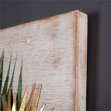 How to apply gold leaf to wood. Luxenhome Set Of 2 Green And Gold Leaf Wood Wall Decor Wha293