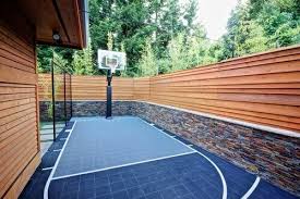 Designed for locations and backyards with limited space, the mini court features approximately 500 square feet of court space complete with a colored, regulation sized 12' wide lane. 35 Backyard Courts For Different Sports Tennis Basketball Volleyball Etc