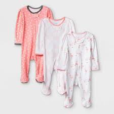 How to make coral white. Baby Girls 3pk Flamingo Zip Up Sleep N Play Cloud Island Coral White Target